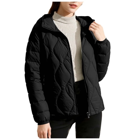 Cavosen Womens Puffer Coat Lightweight Winter Warm Short Puffer Coat Packable Coat with Hood Trendy Insulated Travel Outerwear