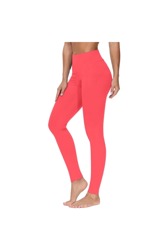 Womens Seamless Leggings Pink Elastic Waisted Butt Lifting Long Pants Fitness Exercise Running Tight Solid Skinny Yoga Pants Athletic Workout Trousers Activewear M