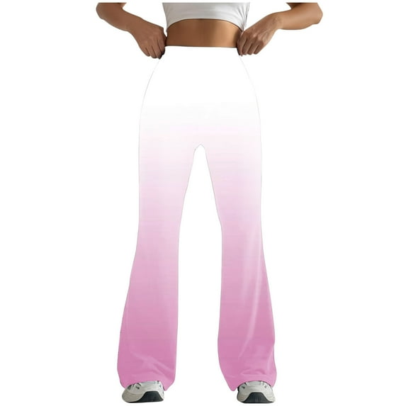 Cavosen Womens Seamless Leggings Pink Elastic Waisted Flared Yoga Pants Fitness Tight Bootcut Gradient Skinny Long Pants Workout Athletic Trousers Activewear Jogger Pants 2XL