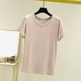 thumbnail image 1 of Cavosen Short Sleeve Shirts for Women Summer Thin Basic Pajamas Dressy Pullover Blouse Crewneck Casual Loose T Shirts Solid Fashion Tees Resort Comfy Workout Tops Beige 2XL, 1 of 8