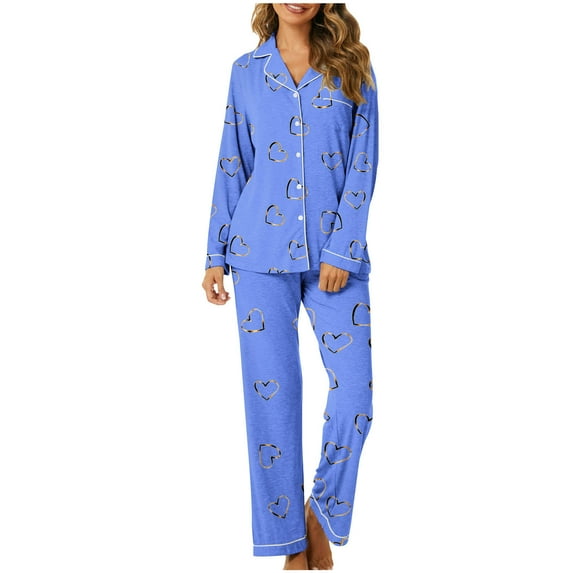 Cavosen Womens Sleepwear Pajama Sets Long with Pocket Button Up 2 Piece Outfit Sets Pants Long Sleeve Sleepshirts Nightwear Homewear Lightweight Soft Pjs Fall Winter Clothes