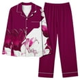 thumbnail image 1 of Cavosen Womens Sleepwear Two Piece with Pocket Button Up 2 Piece Pajamas Sets Long Pants Long Sleeve Collared Tops Homewear Pjs Lightweight Baggy Nightwear Fall Winter Clothes, 1 of 4