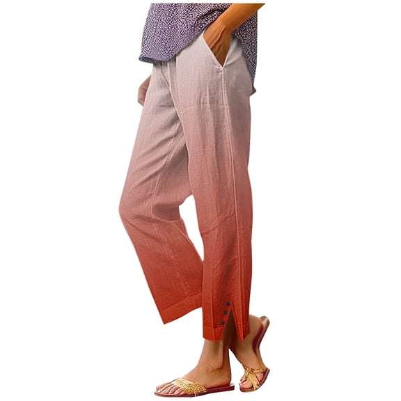 Cavosen Womens Straight Leg Sweatpants Trousers Gradient Lightweight Elastic Waist Bottom Casual Pants with Pocket Red S