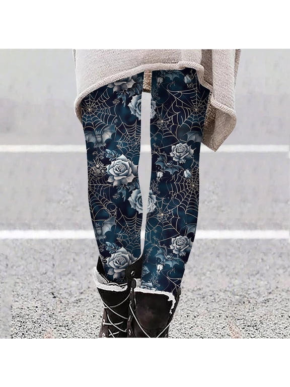 Womens Stretch Pants Halloween Funny Graphic Print Butt Lifting Soft Full Length Leggings Bottom Winter Party Pants