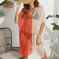thumbnail image 1 of Cavosen Womens Swimsuit Cover up Crochet Woven Hollow Out Shirt Bikinis Swimsuit Cover Ups Short Sleeve V-Neck Sheer Woven Swimwear Kaftan Color Patchwork Bathing Suit Kimono, 1 of 5