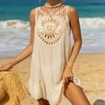 thumbnail image 1 of Cavosen Womens Swimsuit Cover up Sleeveless Crochet Hollow Out Dress Bikinis Bathing Suit Crewneck Sheer Flowy Breathable Sun Protection Side Split Kaftan Solid Swimwear Kimono, 1 of 6