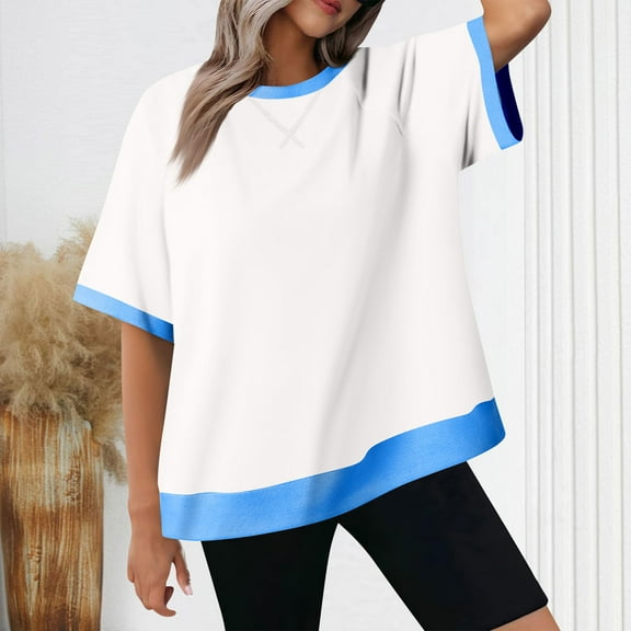 Cavosen Womens Tops Short Sleeve Casual Pullover Blouse Crewneck Solid Soft Shirts Vacation T-Shirts Comfort Trendy Loose Tops Athletic Resort Tees Summer Clothes White L