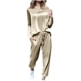 thumbnail image 1 of Dreluolixuan Womens Tracksuit Fleece Crew Neck Long Sleeve Shirt Jogger Pants Soft Solid Vacation Tracksuits, 1 of 9