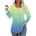 thumbnail image 1 of Cavosen Womens Tunic Tops Long Sleeve for Leggings Pullover Tops Crewneck Casual Gradient Shirts Dressy Flowy Loose Fit Blouse Ruched Pleated Tees Novelty Resortwear Fall Blue S, 1 of 8