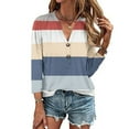 thumbnail image 1 of Cavosen Womens Tunic Tops to Wear with Leggings 3/4 Sleeve with Button Pullover Tops V-Neck Striped Color Block Shirts Dressy Flowy Loose Fit Blouse Basic Tees Trendy White L, 1 of 5