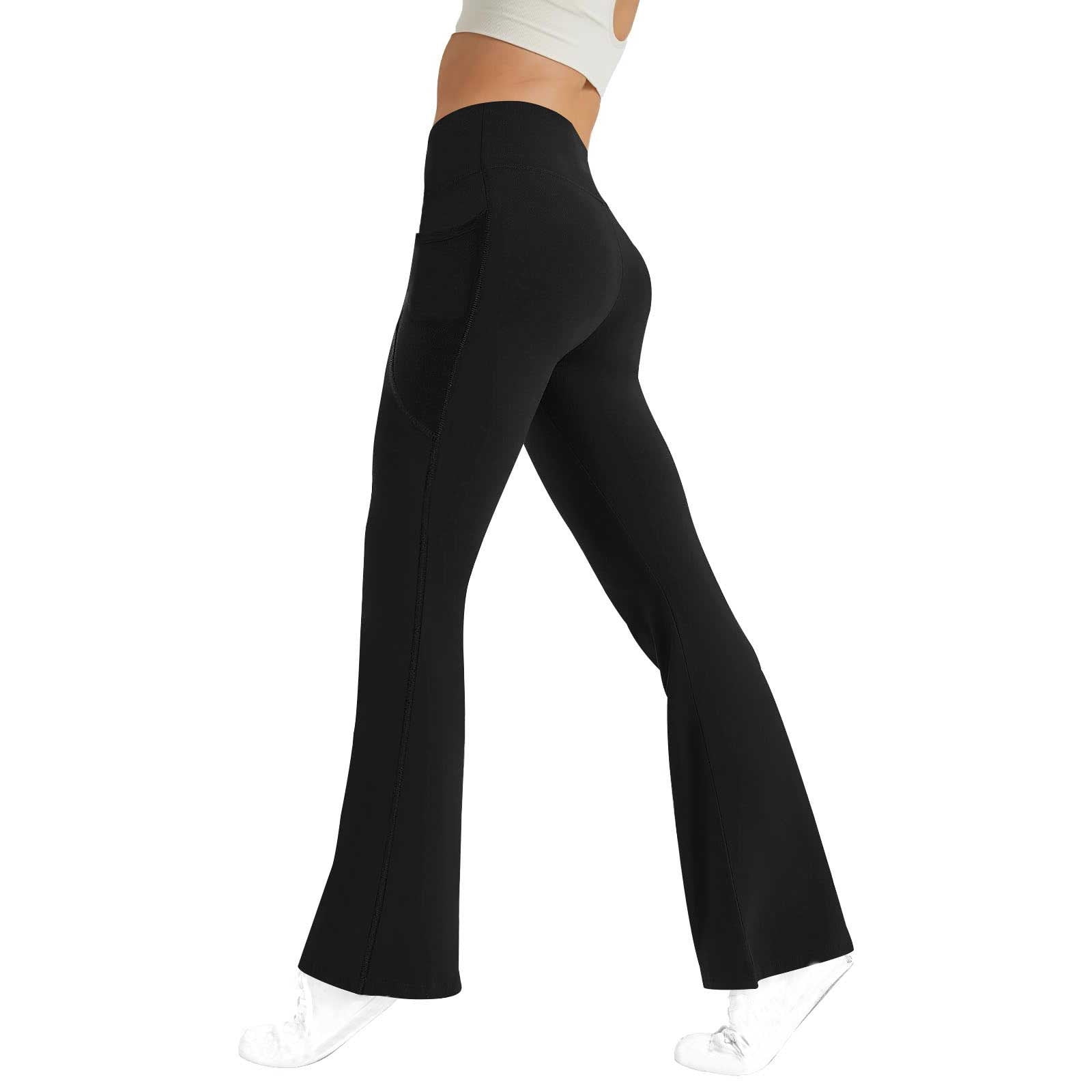 Pair Of Black High-Waisted Bootcut Yoga Pants With Pockets