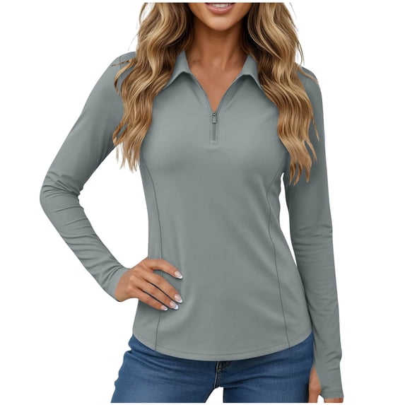Cavosen Womens Zip up Shirts Long Sleeve UPF 50+ Lightweight Breathable Sun Shirt Slim Sun Protection Shirts Solid Soft Outdoor Sports Gym Top
