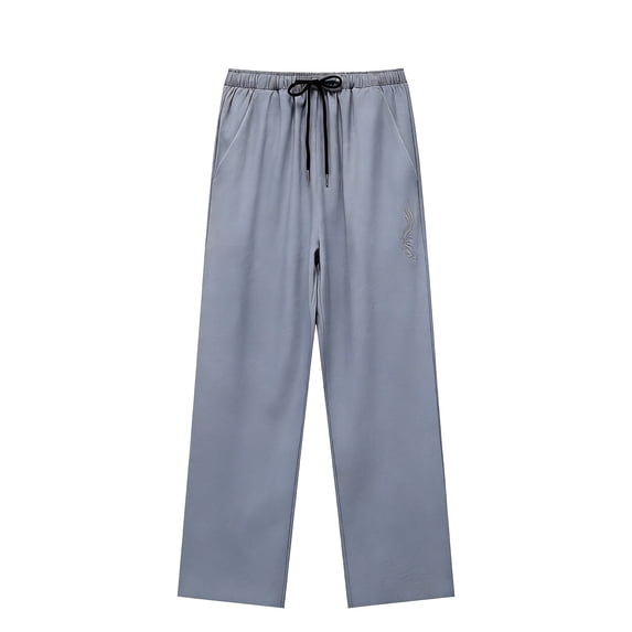 Cavosen Work Pants for Men Plus Size Wide Leg Pants with Pockets Elastic Waist Trousers Solid Lightweight Flowy Pants