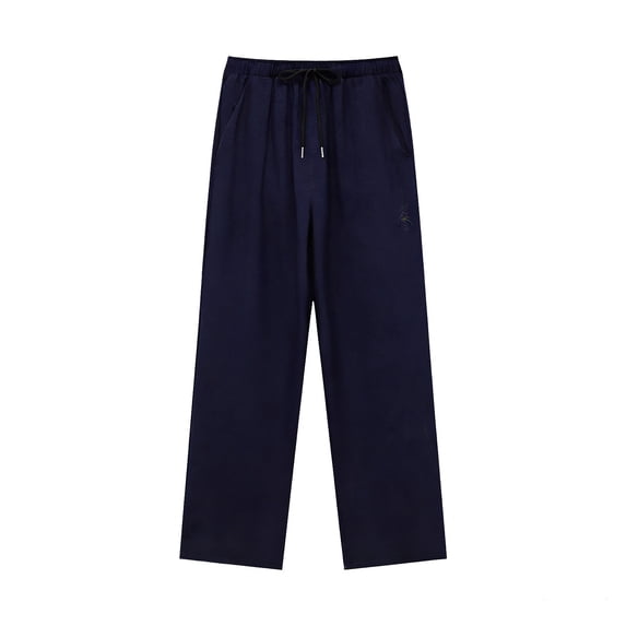 Cavosen Work Pants for Men Plus Size Wide Leg Pants with Pockets Elastic Waist Trousers Solid Lightweight Flowy Pants