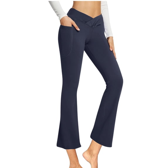 Cavosen Workout Leggings for Women Flare Seamless High Waisted Full Length Pants with Pockets Solid Butt Lifting Tight Gym Pants Buttery Soft Stretch Athletic Pants