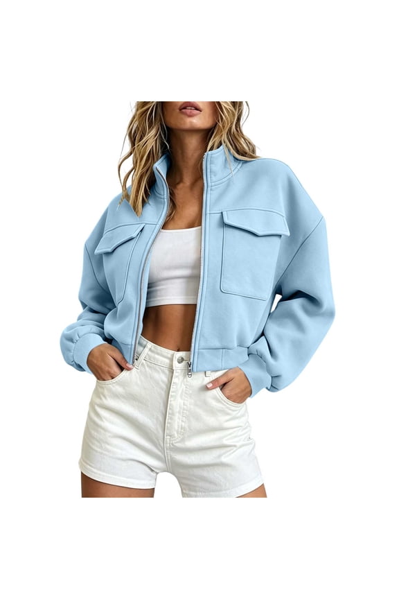 Workout Pullovers for Women Dressy Zipper Jacket Solid Soft Sweatshirt Winter Outdoor Tops with Pocket
