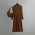 thumbnail image 1 of Cavosen Wrap Dresses for Women Long Sleeve Brown Knitted Sweater Dress Midi A-Line Turtleneck Below Knee Dress Solid Waisted Basic Pullover Warm Wrap Casual Dress Fall Winter, 1 of 3