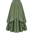 thumbnail image 1 of Cavosen Y2k Skirt for Women Elastic Waist Solid Color Court Skirts Midi Skirts Ruffle Lightweight Retro Vintage Flowy Trendy Calf Length Skirts Work Loose Fall Winter Clothes Green, 1 of 6