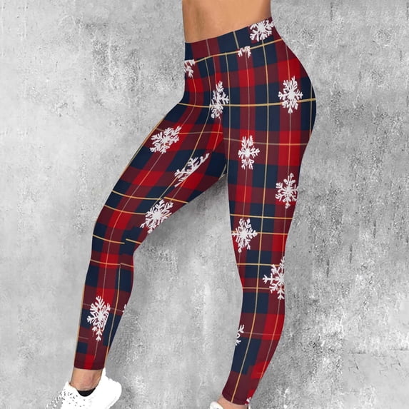 Cavosen Yoga Pants for Women Christmas Funny Plaid Butt Lifting Soft Leggings Brushed Stretchy Elastic Waist Bottom Winter Party Pants