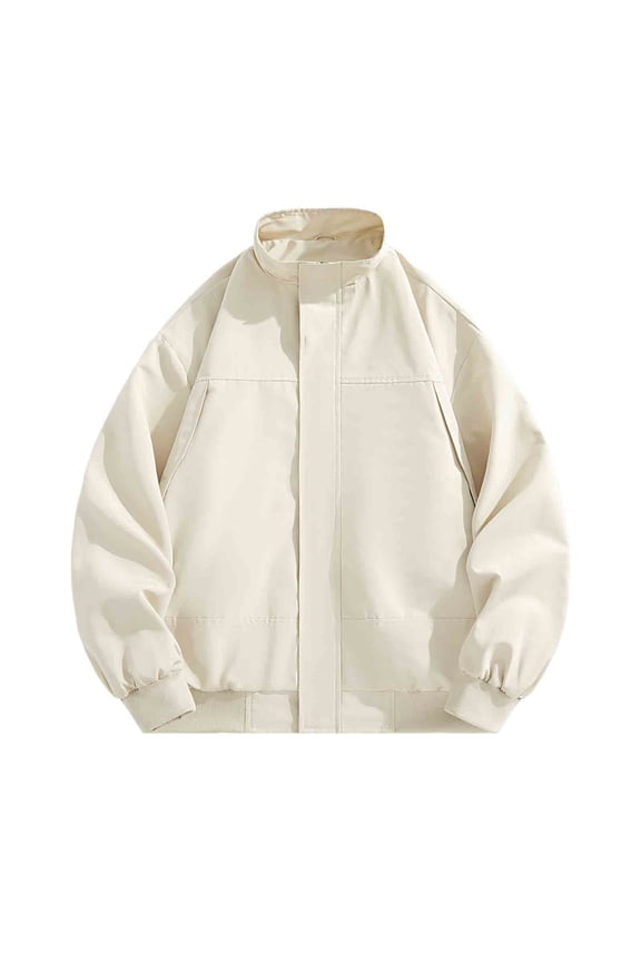 Zipper Jacket for Men Plus Size Lightweight Coat with Pockets Solid Color Athletic Versatile Tops