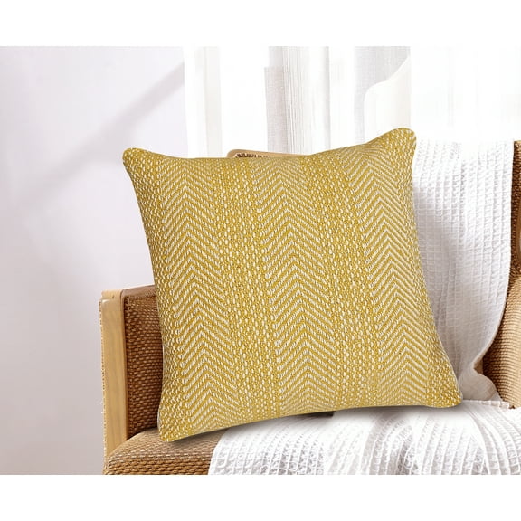 Cavour Chevron Brown/Ivory Cotton Decorative Pillow 18x18