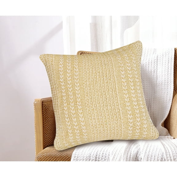 Cavour Tan/Ivory Cotton Decorative Pillow 18x18