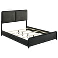 thumbnail image 1 of Cavy Queen Size Bed, Channel Tufted Upholstered Headboard, Black Gray, 1 of 9
