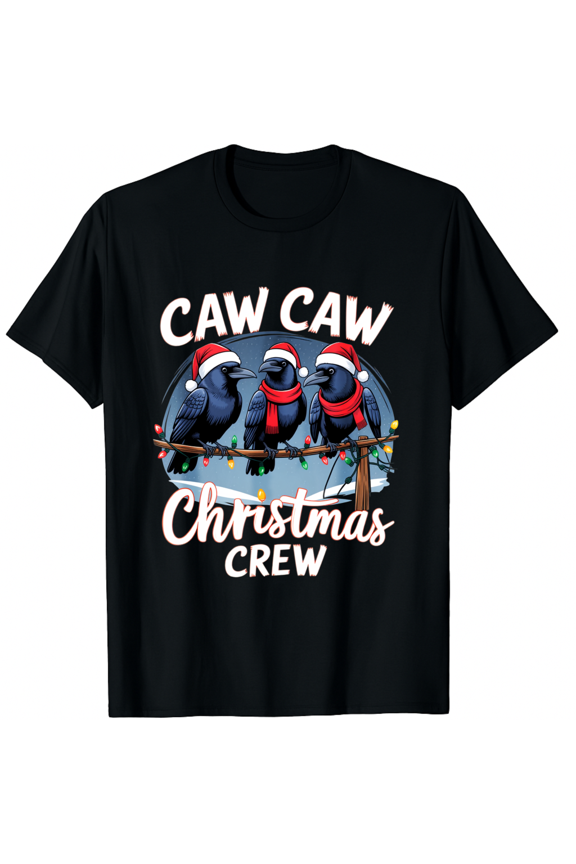 Caw Christmas Crew Black Short Sleeve T Shirt for Men and Women