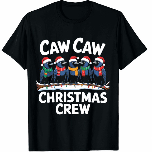Caw Christmas Crew Black Short Sleeve T Shirt for Men and Women