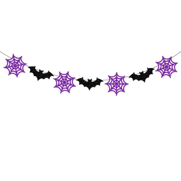 Cawbing Halloween Decorations, Pre Strung Happy Halloween Banner, Witch Haunted House Bat Spider Star Moon Tree Hanging Garland for Halloween Party Horror Birthday Office Classroom Decor