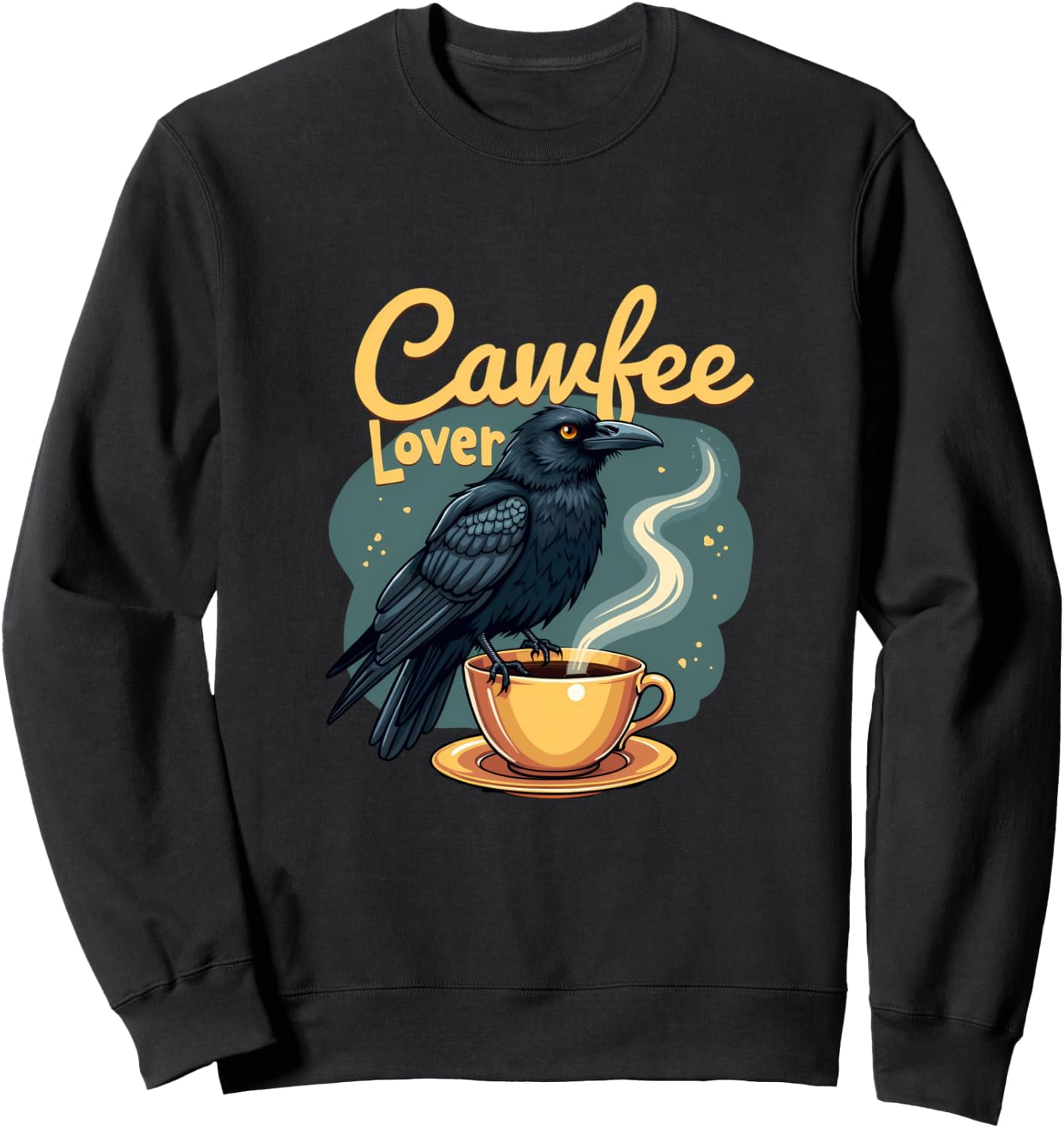 Cawfee Lover Raven Crow With Coffee Cup Sweatshirt - Walmart.com