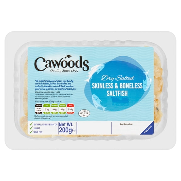 Cawoods Skinless & Boneless Saltfish 200G, Imported from Britain