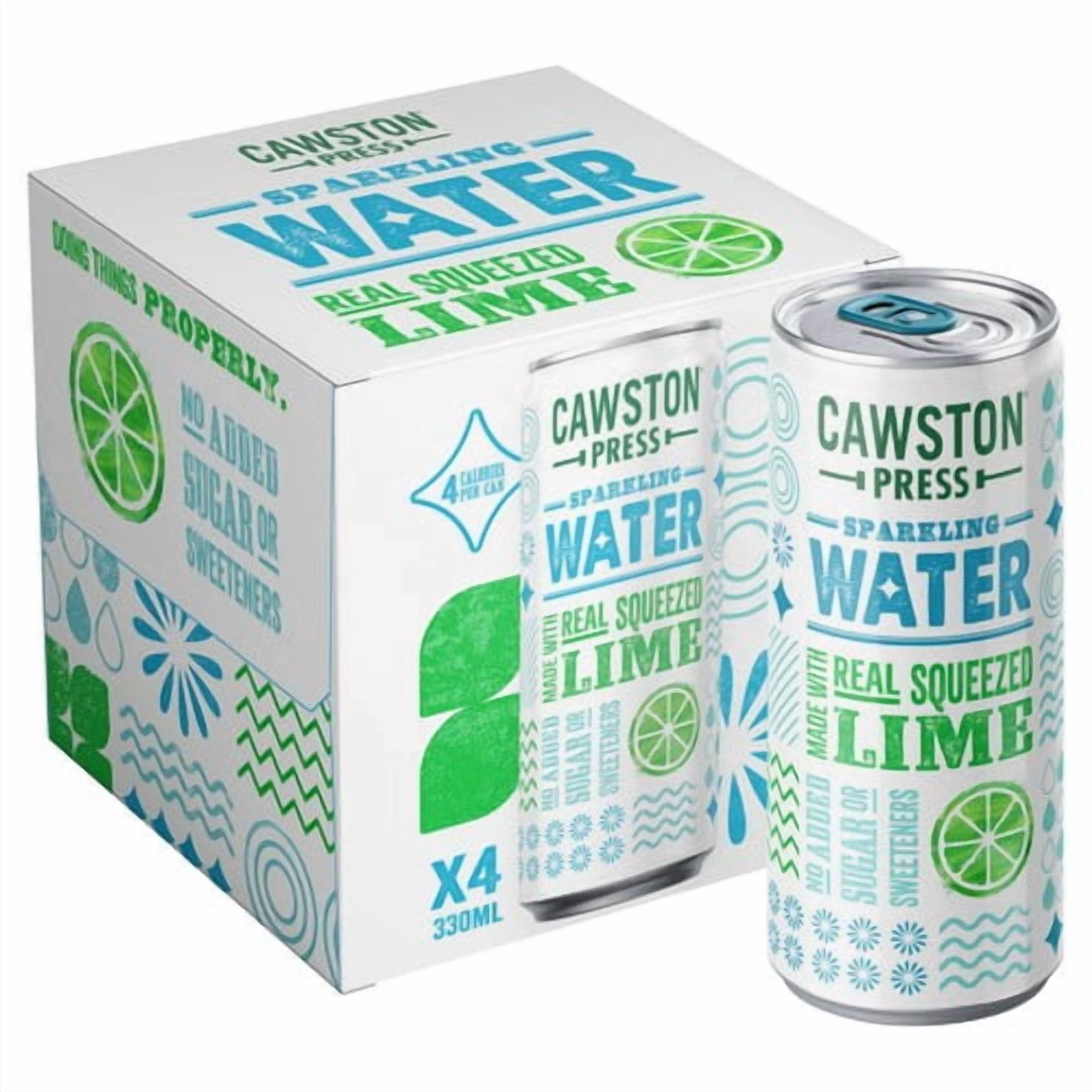 Cawston Press Lime Sparkling Water 4 x 330ml, British Import (Pack of 2)