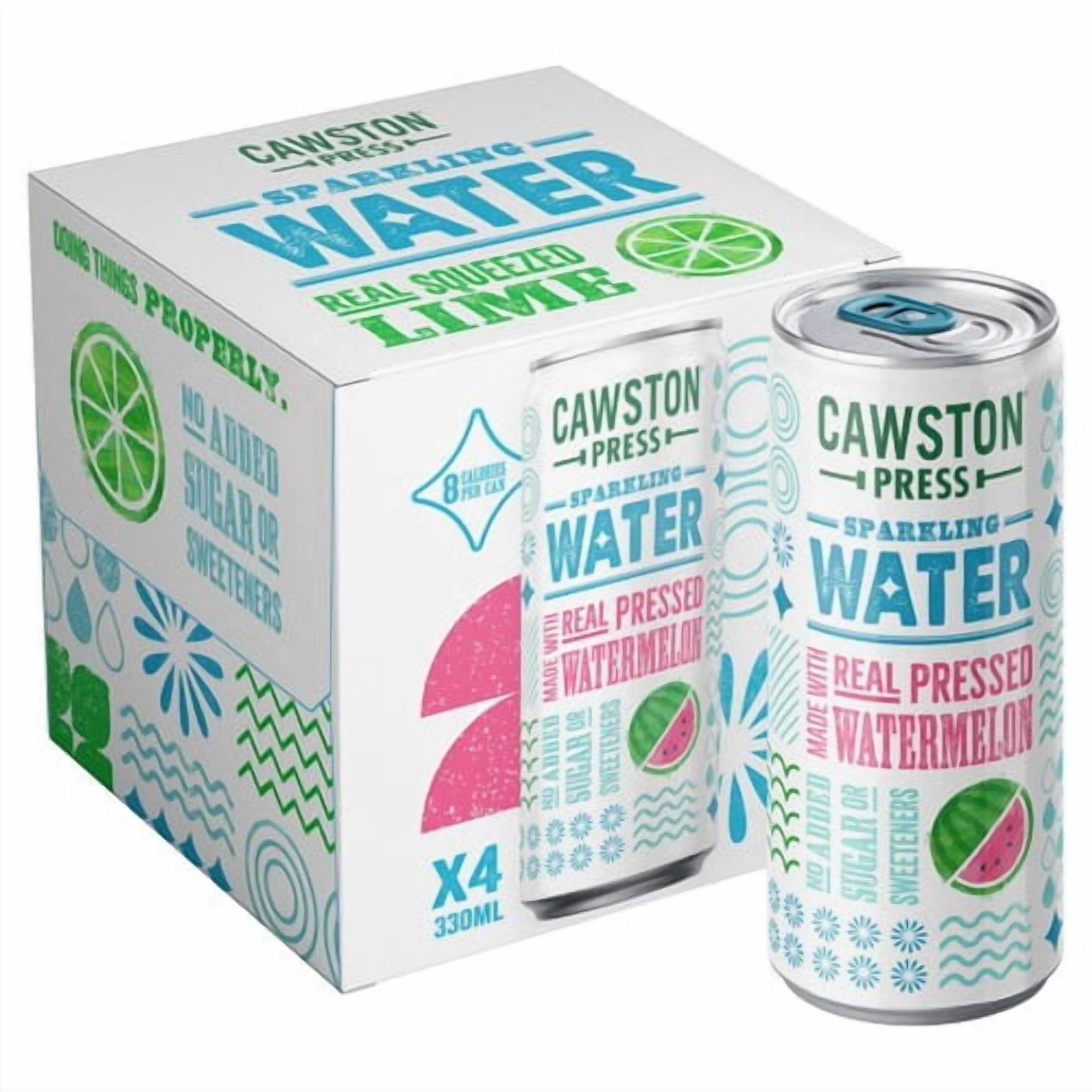 Cawston Press Watermelon Sparkling Water 4 x 330ml, British Import (Pack of 2)