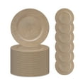 thumbnail image 1 of Caxkun 13 Inch Gold Charger Plates Plastic Plate Chargers for Table Setting Round Wood Grain Chargers for Dinner Plates Supplies for All Holidays and Parties Set of 36, 1 of 5