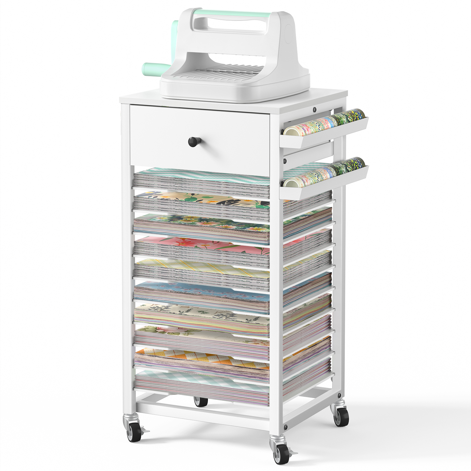 Caydo 10 Tier Rolling Craft Storage Cart With Organizer For Home And Office 7143