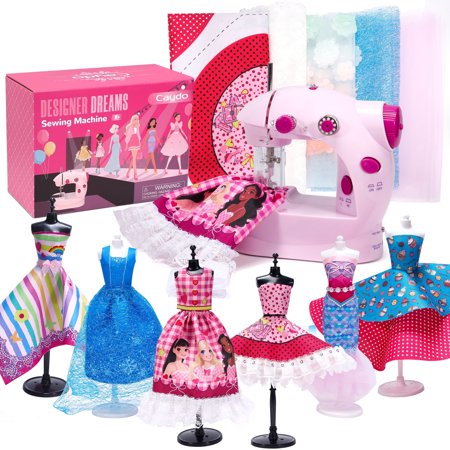 Caydo Kids Sewing Machine for Girls' Christmas Gifts, Electric Mini Sewing Machine with Fashion Designer Kits