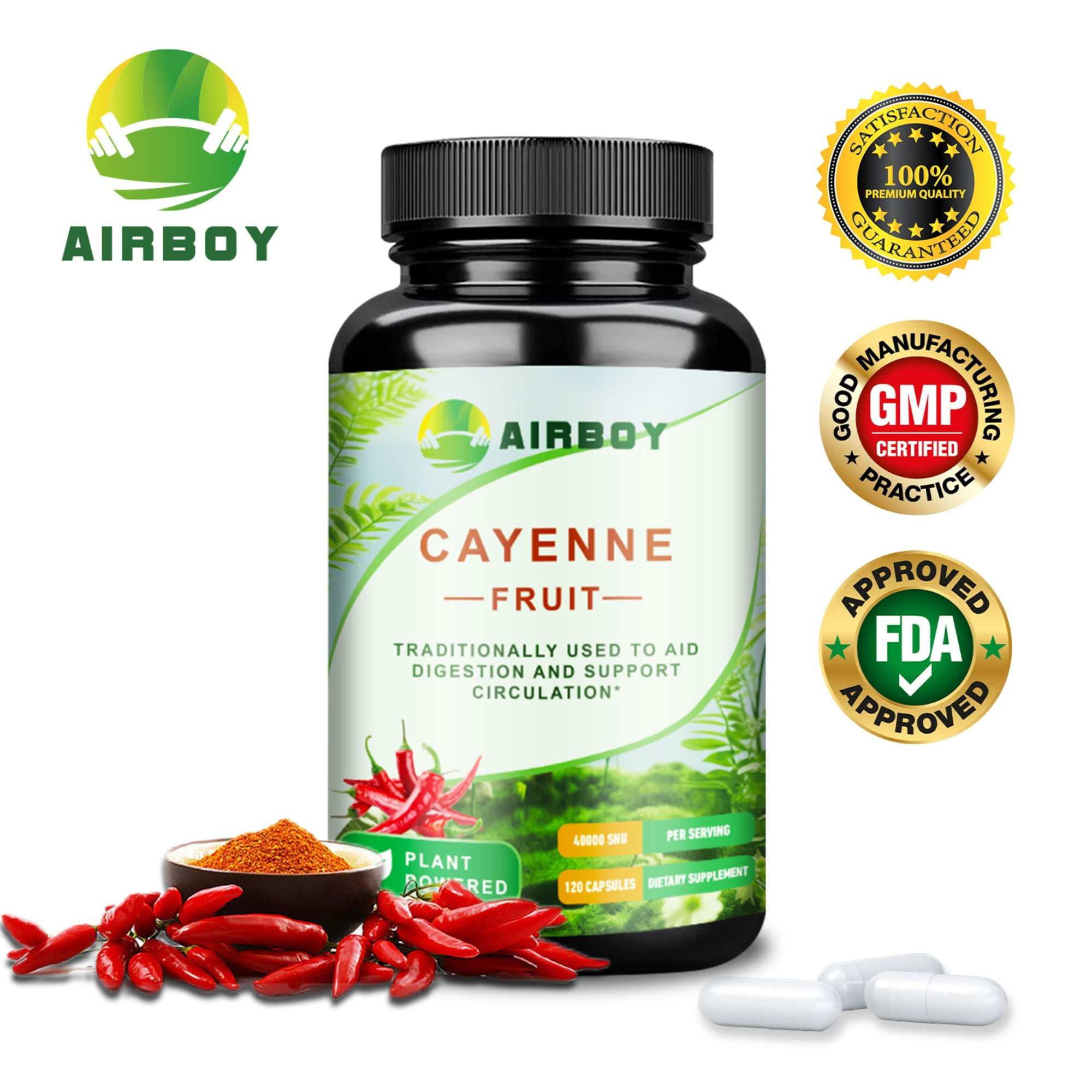 Cayenne Fruit - Promote Digestive Health, Natural Weight Loss, Fat Burner, Appetite Suppressant, Detox - 120 Capsules