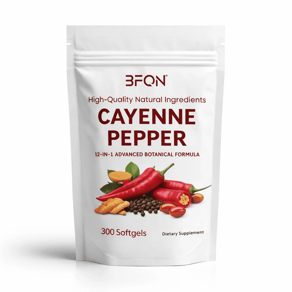 NUTRAJOY Cayenne Pepper Capsules Dietary Supplement With Capsaicin, Vitamins E D3 K2, Grape Seed for Circulation Support, 300 Softgels