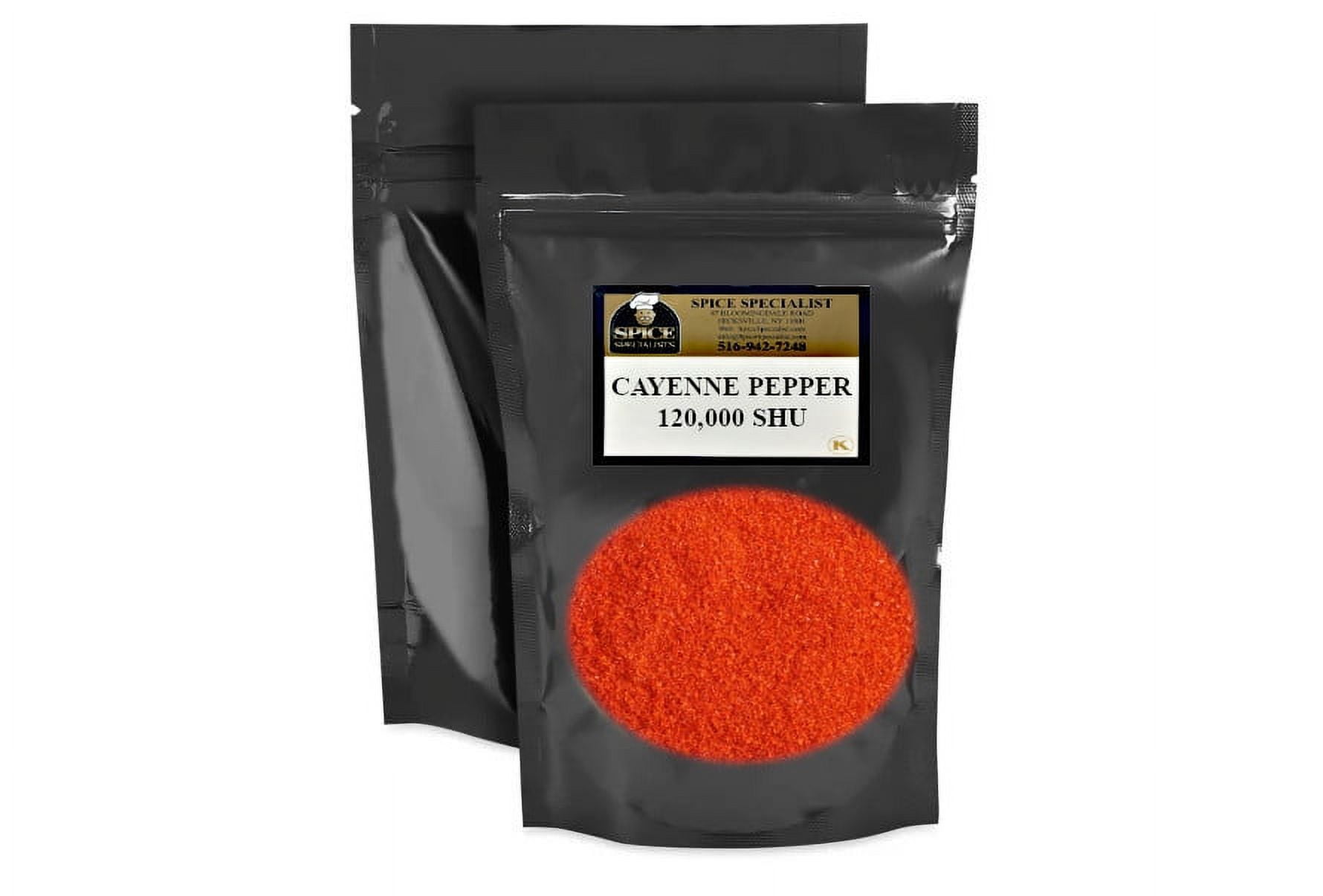 Cayenne Pepper Ground 120,000 Scolville Heat Units (shu) by Spice Specialist - 10 oz. Resealable Bag ( 0.63 lbs. ) - KOSHER