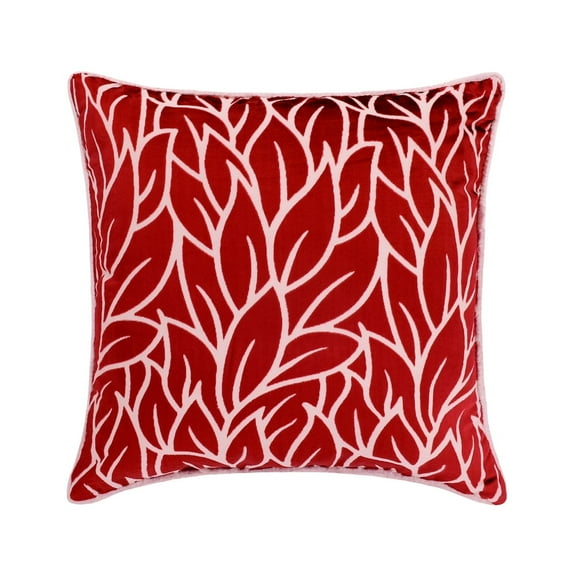 Cayenne Red Pillows Cover, Leaf Design Tropical Theme Throw Pillows Cover, Throw Pillow Covers 14x14 inch (35x35 cm), Burnout Velvet Pillow Covers, Floral, Modern - Cayenne Red Leaves