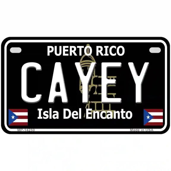 Cayey Puerto Rico Black Novelty Metal License Plate 7" x 4" Motorcycle (MP)