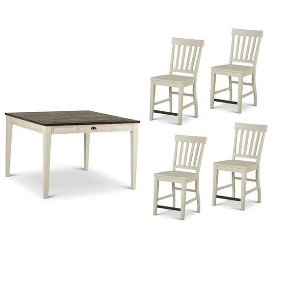 Steve Silver Cayla 5 Piece Counter Pub Set in White
