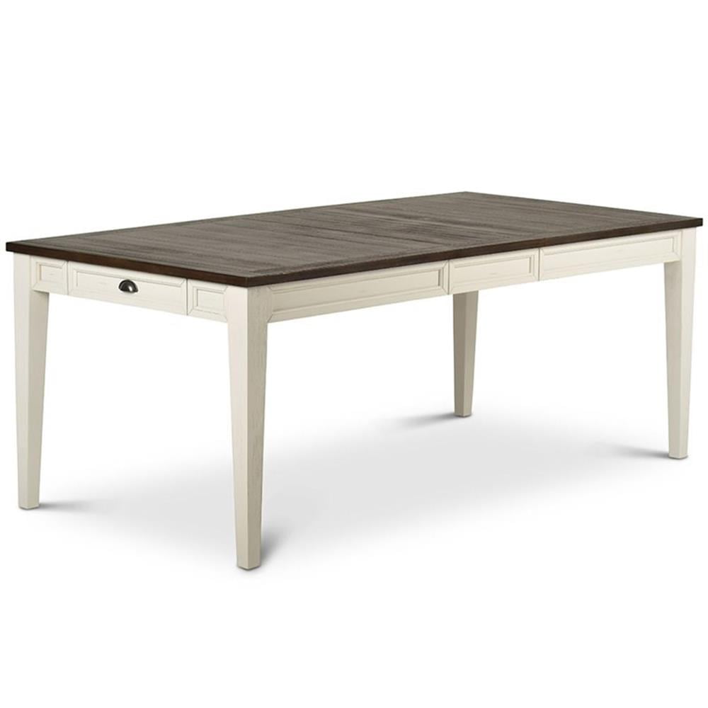 Cayla Dark Oak and White Extendable Farmhouse Dining Table