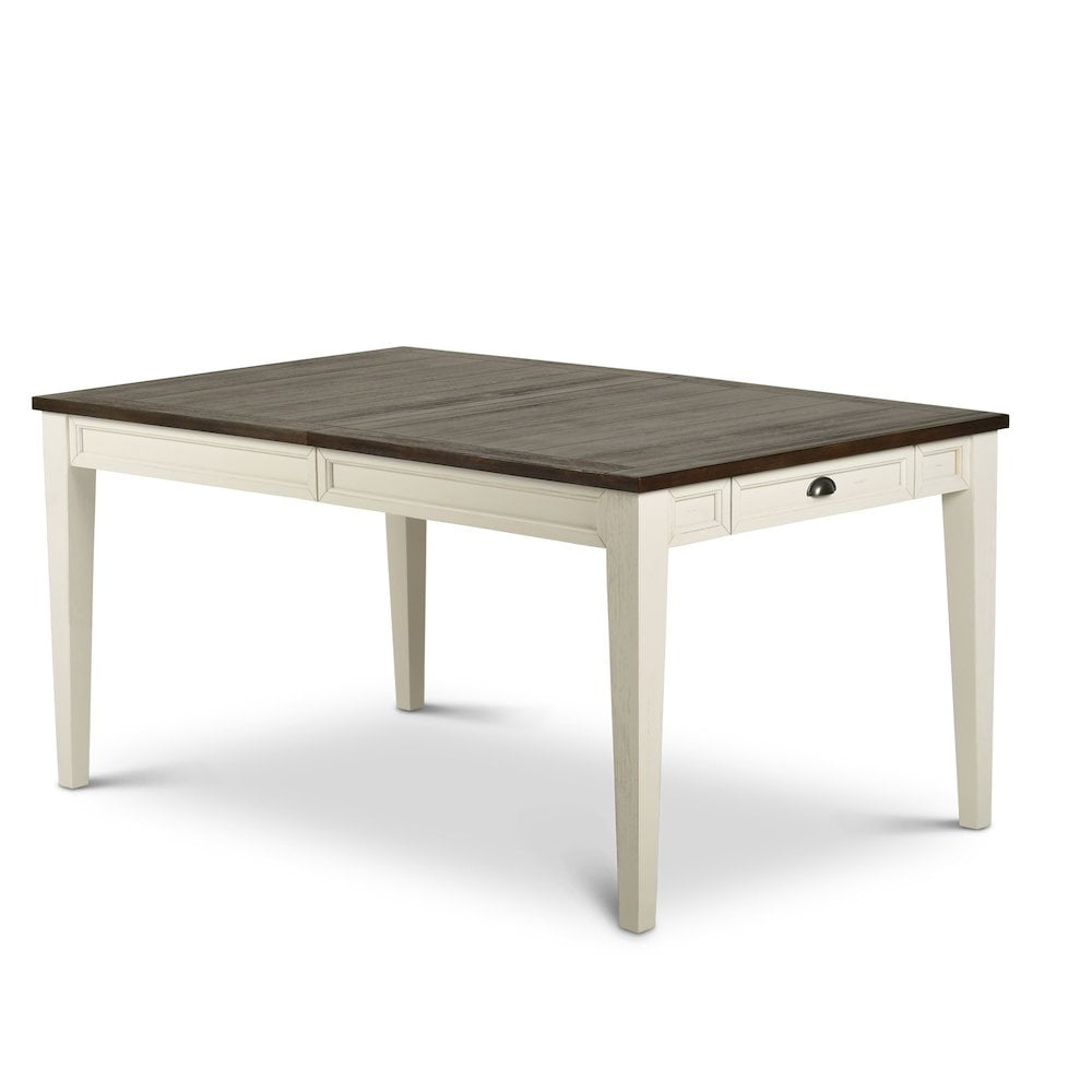 Cayla Dark Oak and White Extendable Farmhouse Dining Table