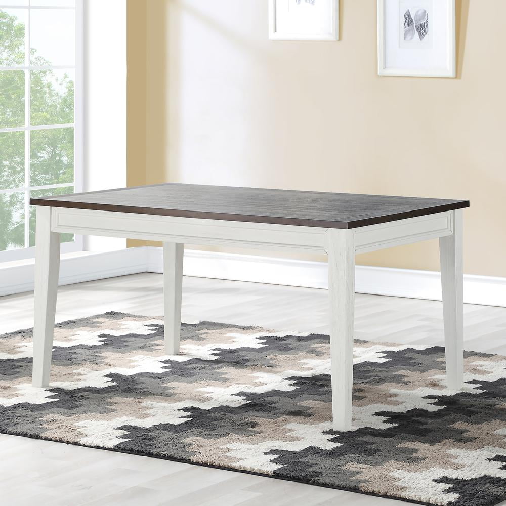 Caylie Two-Tone Ivory and Driftwood Rectangular Dining Table
