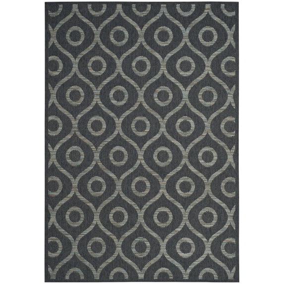 Cayman Beige/Teal Medium Rectangle Rug-Color:Black/Teal,Shape:Medium Rectangle,Size:5'-3" X 7'-6"