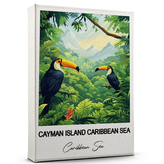Cayman Island Caribbean Sea Travel Art Canvas – Modern Wall Art Inspired by Caribbean Sea Canvas – Great Gift for Travel Lovers – Ready to Hang
