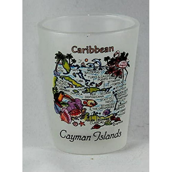 Cayman Islands Caribbean Map Frosted Shot Glass lpco