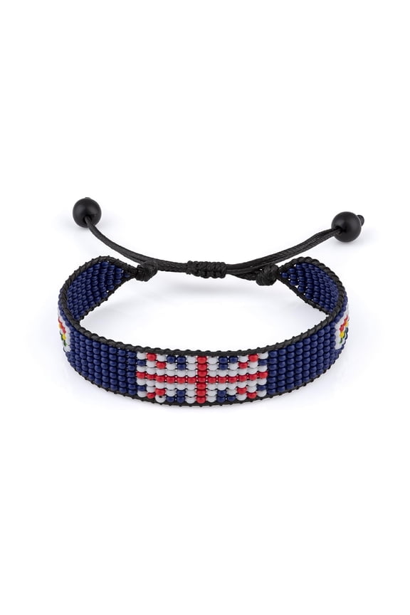 Cayman Islands Flag Bracelet: Handmade, Adjustable Beaded String, Boho Jewelry, Unisex Patriotic Gift